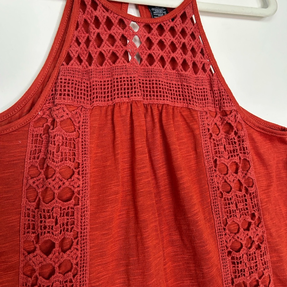 Rue21 Red Crochet Halter Tank Top - Orange/Coral- Size M